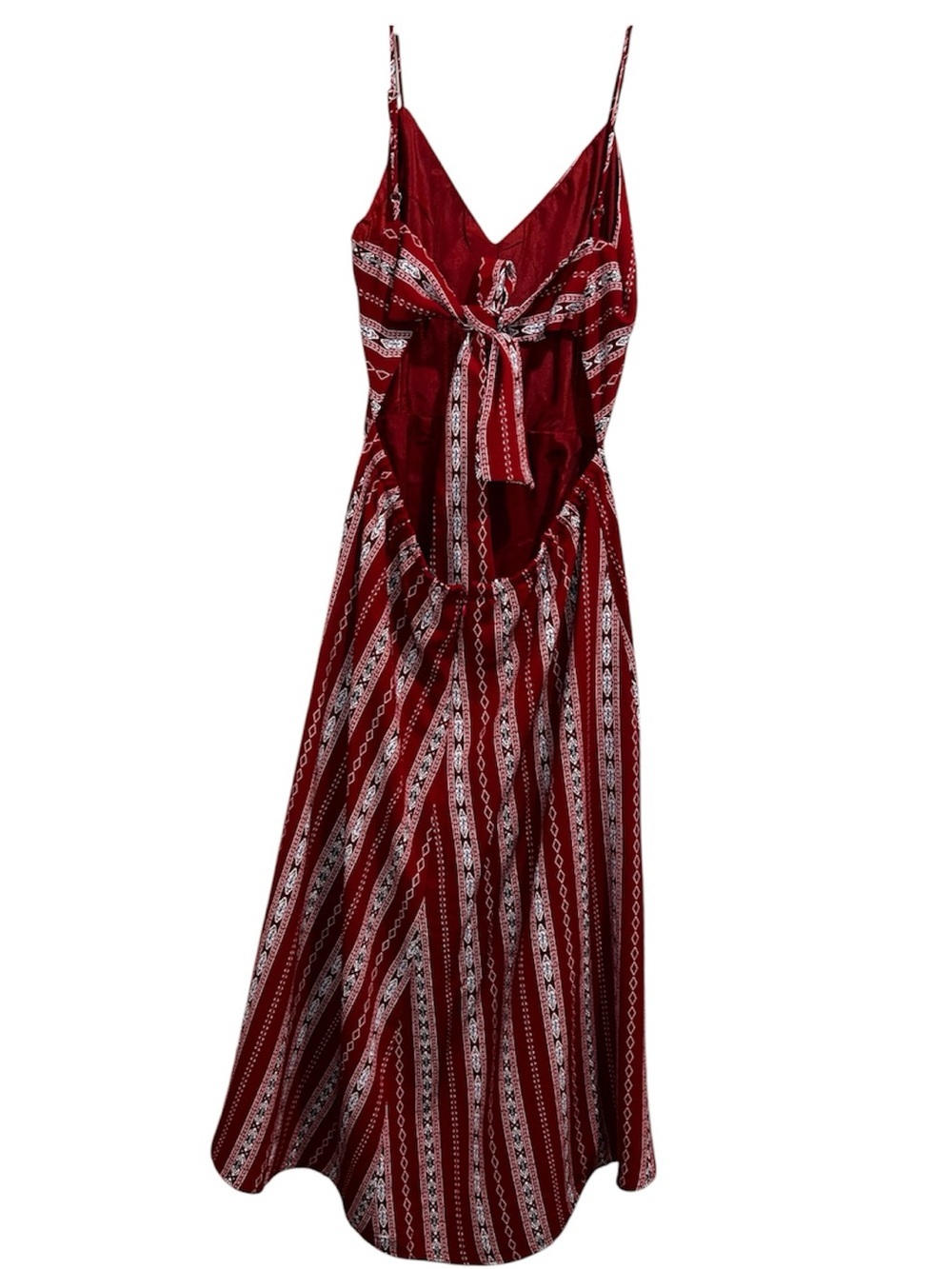 New Lulus Red Geometric Print Midi Dress - Size Medium - Picture 3 of 12